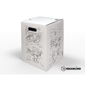 DIY-Ausmal-Papphocker | "Weltraum" | Handgezeichnet