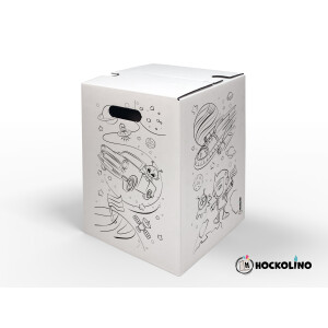 DIY-Ausmal-Papphocker | "Weltraum" | Handgezeichnet