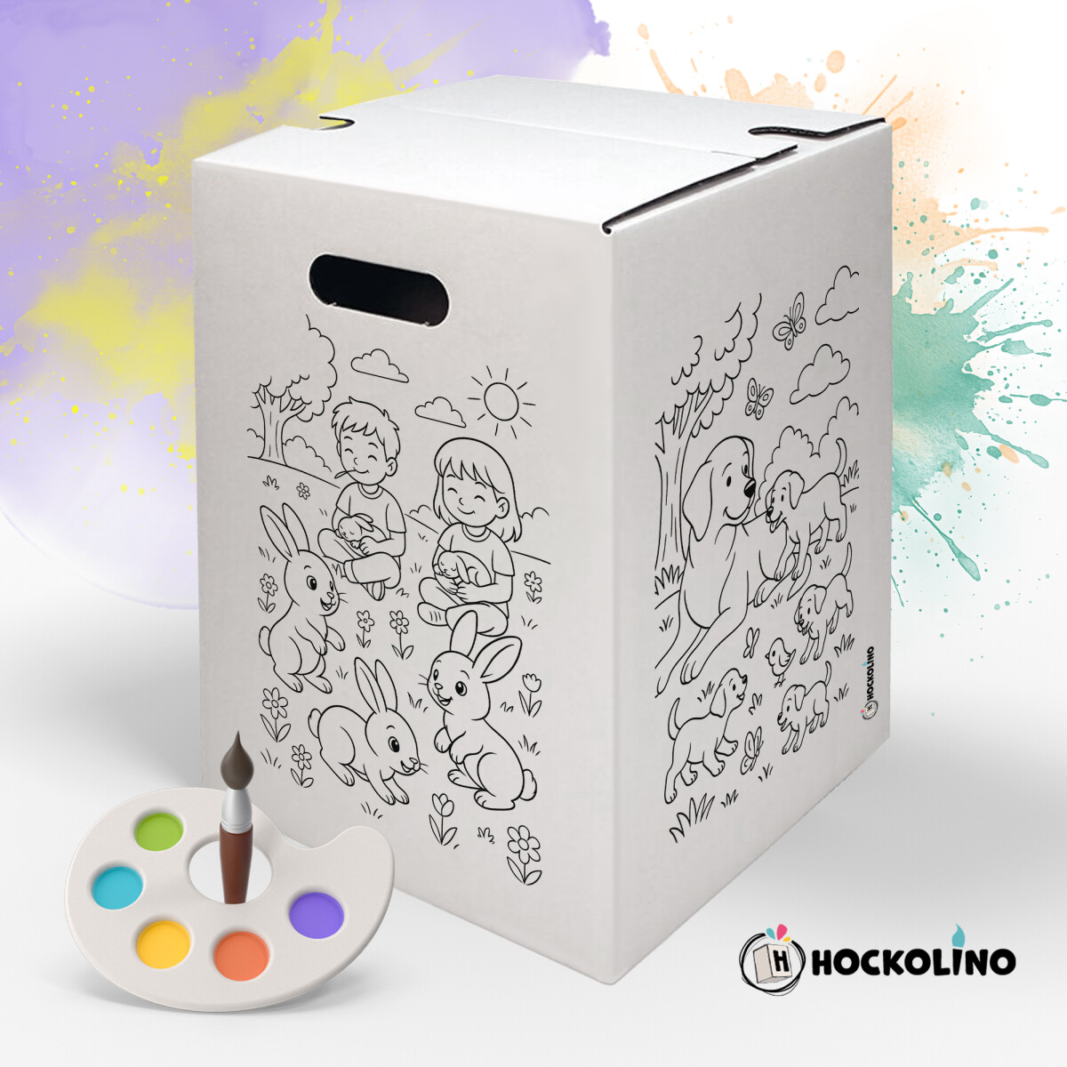 DIY-Ausmal-Papphocker | "Haustiere"