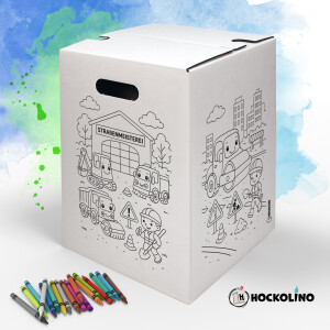 DIY-Ausmal-Papphocker | "Baustelle"