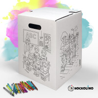 DIY-Ausmal-Papphocker | "Schuleingang"