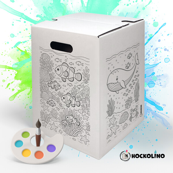 DIY-Ausmal-Papphocker | "Unterwasserwelt"