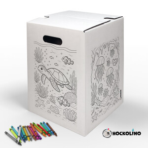 DIY-Ausmal-Papphocker | "Unterwasserwelt"