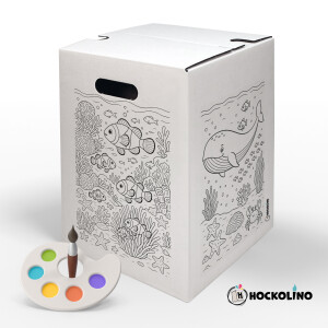 DIY-Ausmal-Papphocker | "Unterwasserwelt"