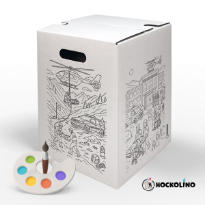 DIY-Ausmal-Papphocker | "Rettungskräfte"