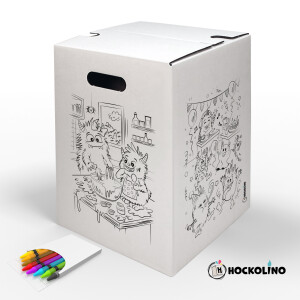 DIY-Ausmal-Papphocker | "Monsterchen" | Handgezeichnet