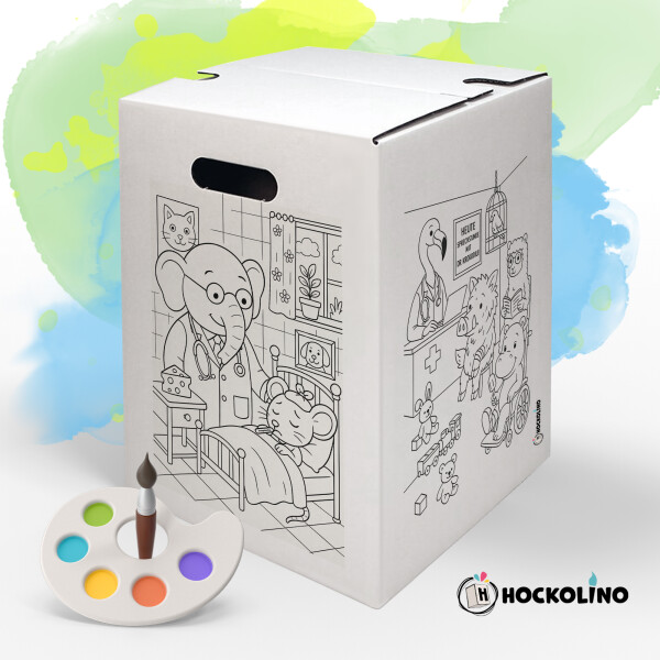 DIY-Ausmal-Papphocker | "Tierische Klinik"