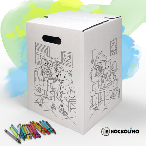 DIY-Ausmal-Papphocker | "Tierische Klinik"