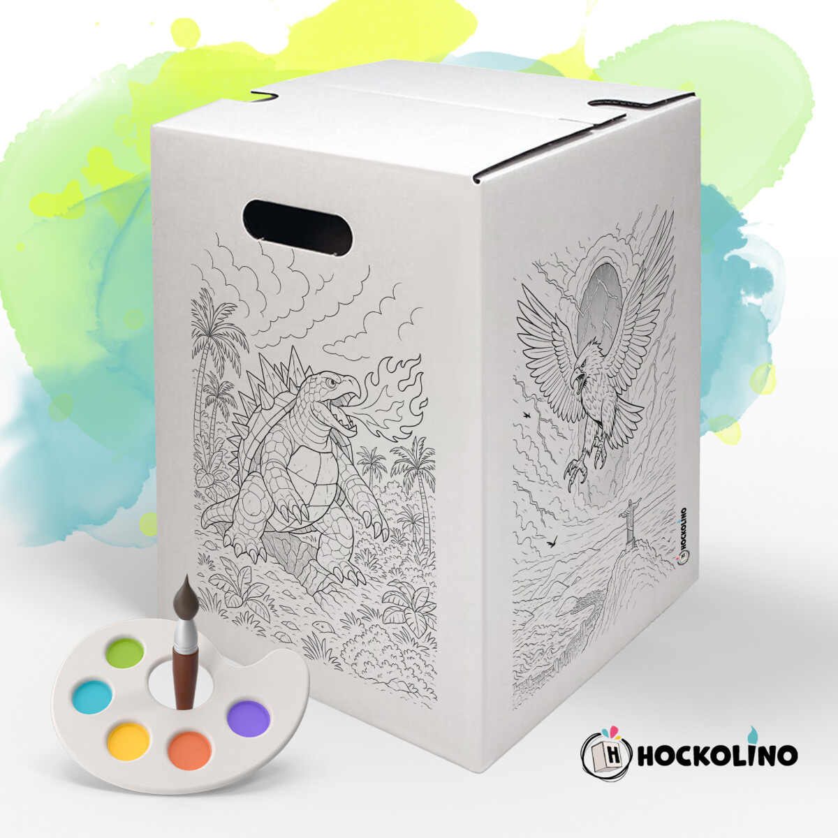 DIY-Ausmal-Papphocker | "Riesenmonster"