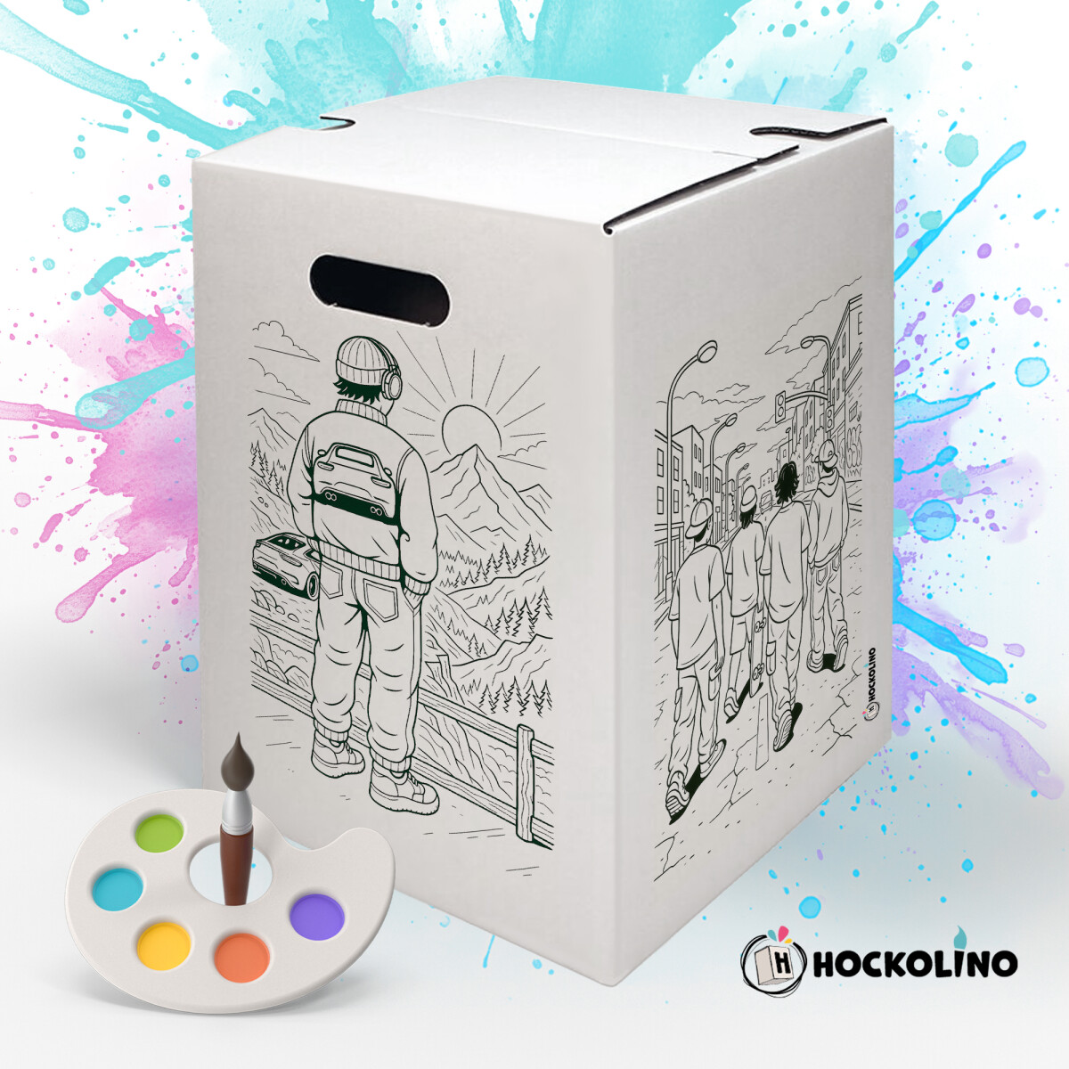 DIY-Ausmal-Papphocker | "Urban Style"