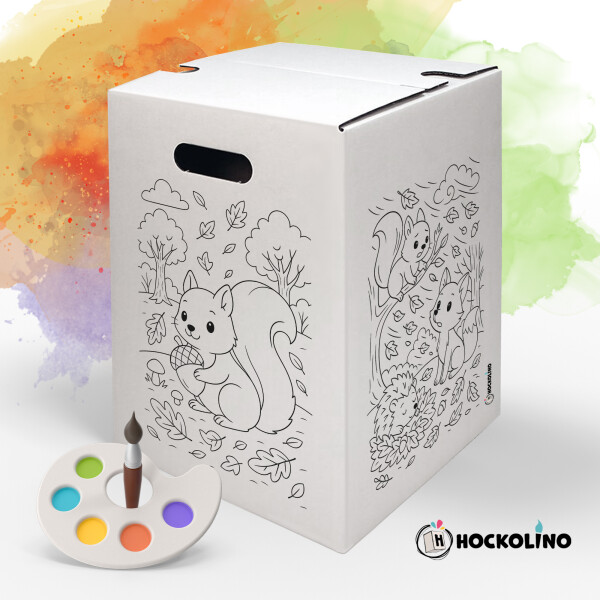 Hockolino | DIY-Ausmal-Papphocker | Herbstzauber Wald | 300x300x420 mm